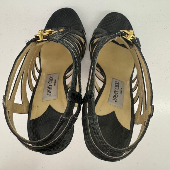 Jimmy Choo Python Elaphe Green Sandals - Picture 9 of 10